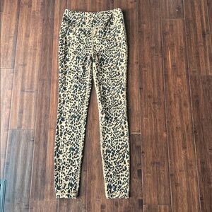 J Crew cheetah high rise leggings Sz XS Cotton Blend Stretch Style AK709 Comfy!